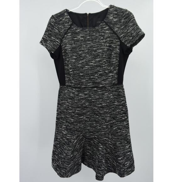 J. Crew Dresses & Skirts - J. Crew Women's Black White Short Sleeve Tweed A-Line Dress Size 4